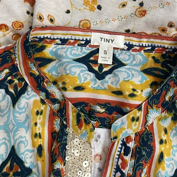 Anthropologie TINY Devas Popover Top Floral Sequins Mixed Materials Boho Small - Picture 9 of 10